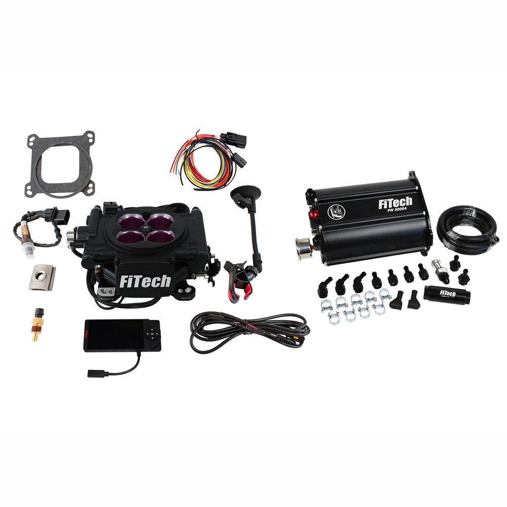 FiTech Fuel Injection System 35208; Meanstreet EFI and Force Fuel Master Kit 800 HP Throttle Body Black Die Cast Aluminum 