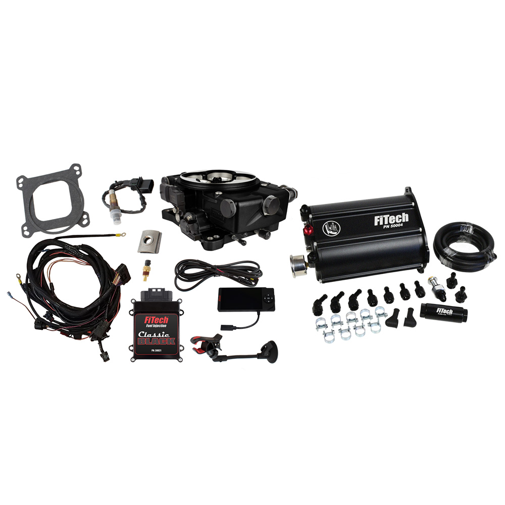 FiTech Fuel Injection System 35221; Go EFI and Force Fuel Master Kit 650 HP Throttle Body Black Die Cast Aluminum 