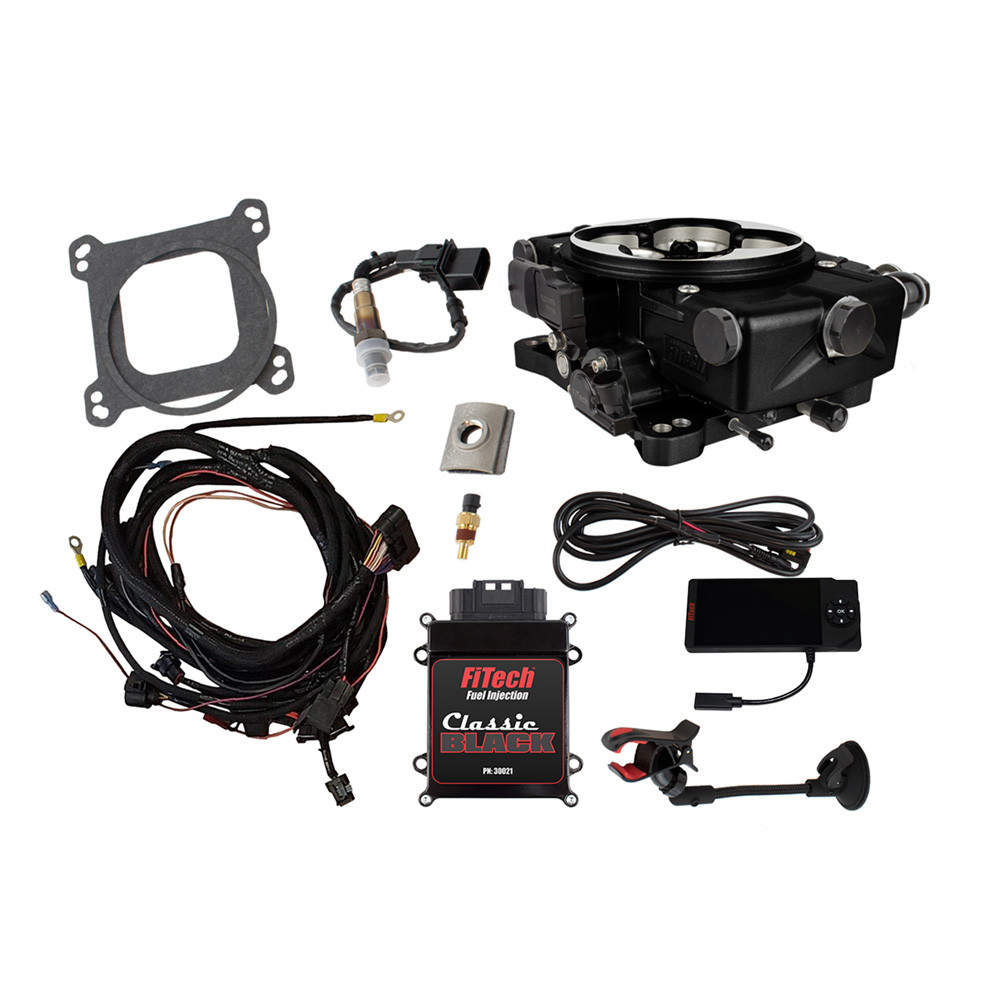 FiTech Fuel Injection System 35221; Go EFI and Force Fuel Master Kit 650 HP Throttle Body Black Die Cast Aluminum 