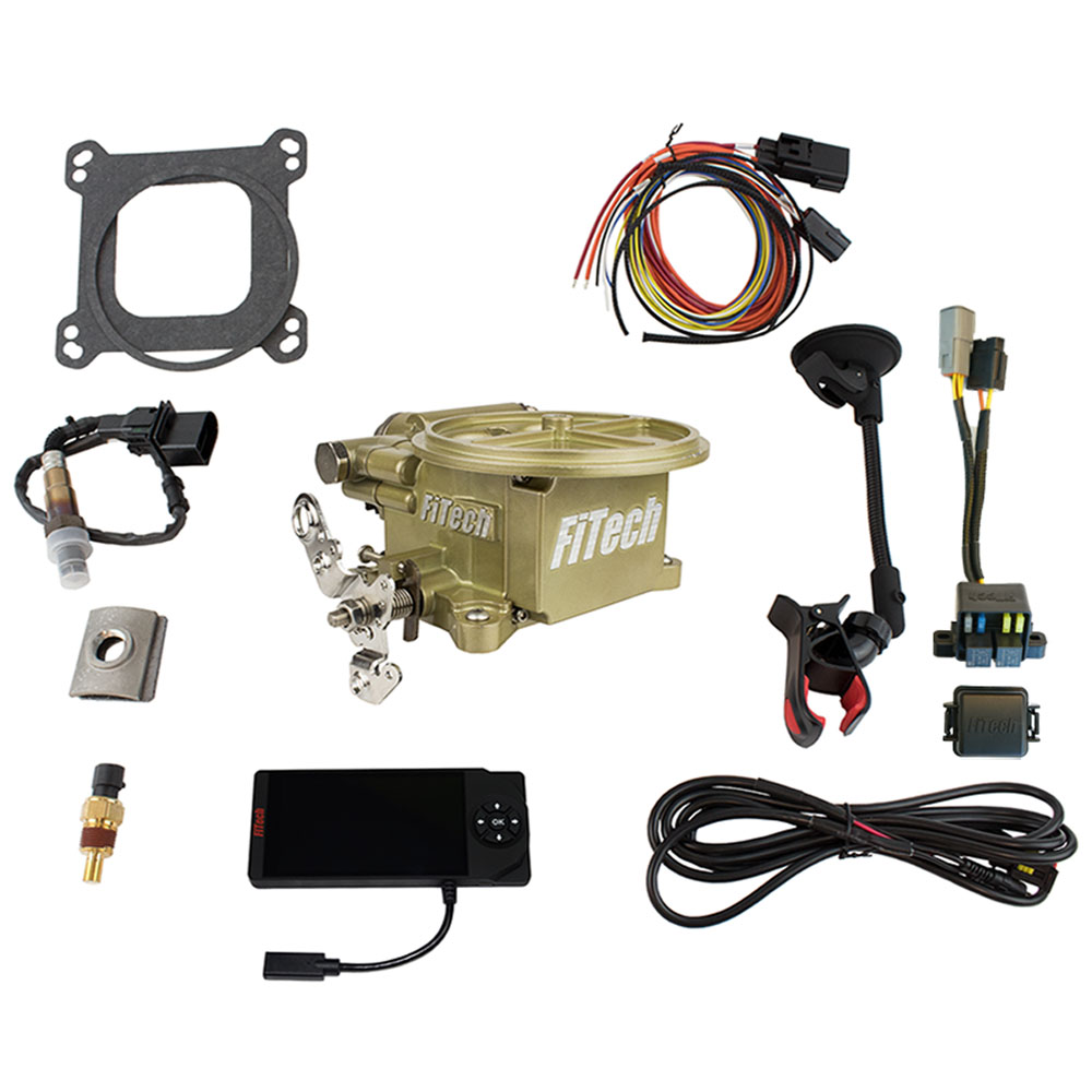 FiTech Fuel Injection System 39001; Go EFI 2 Barrel 400 HP Throttle Body Gold Anodized Die Cast Aluminum 