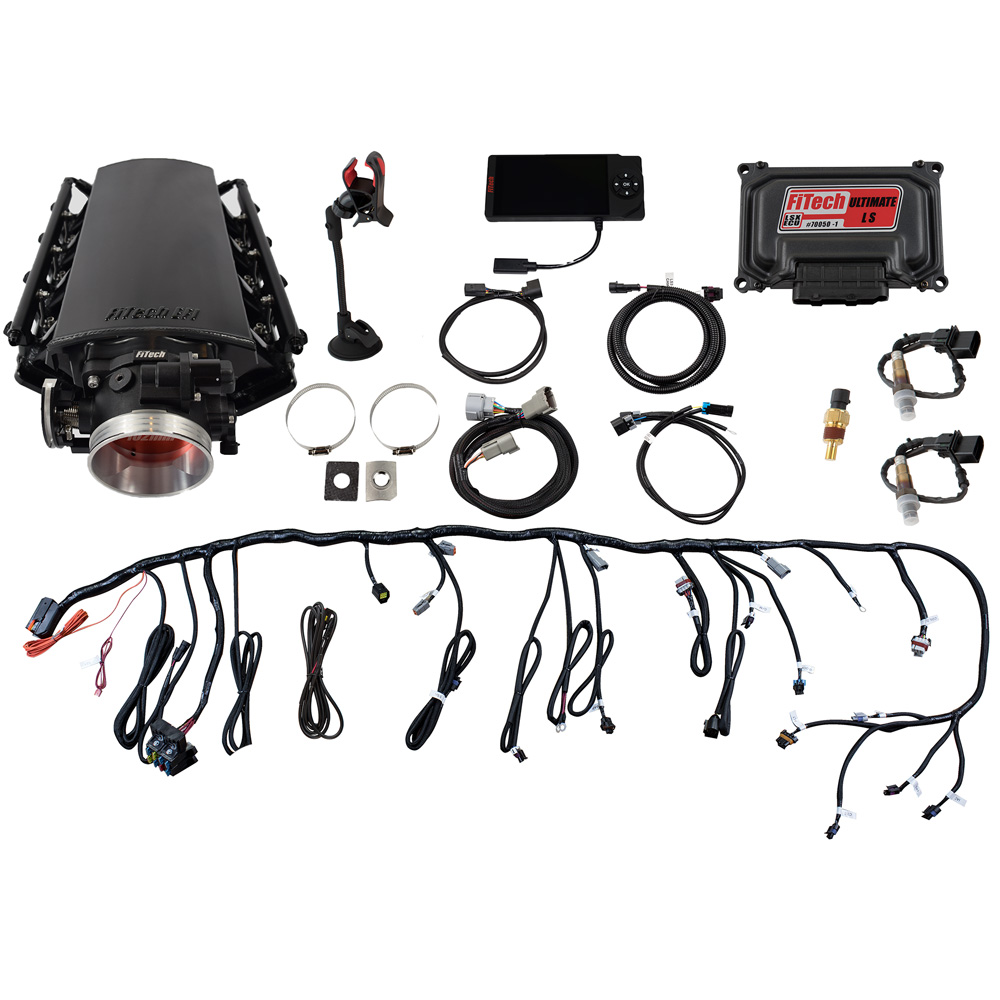 FiTech Fuel Injection System 70001; Ultimate LS 500 HP Port Injection Black Anodized Billet Aluminum for Chevy LS 