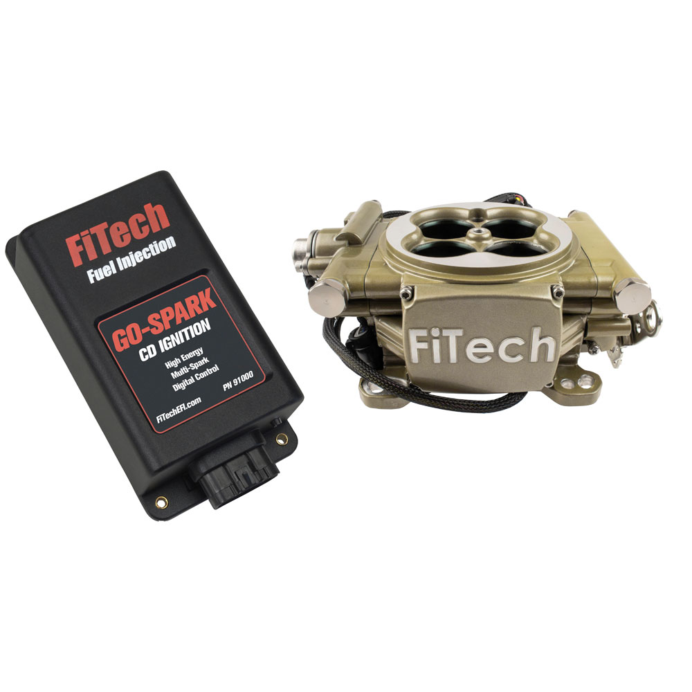 Photo for FiTech Fuel Injection Fuel Injection System Kit 93005; Easy Street EFI and Go Spark CDI 600 HP Throttle Body Gold Anodized Die Cast Aluminum