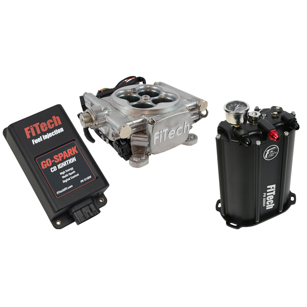 Photo for FiTech Fuel Injection System Kit 93501; Go EFI 4 and Force Fuel and Go Spark CDI 650 HP Throttle Body Bright Die Cast Aluminum 