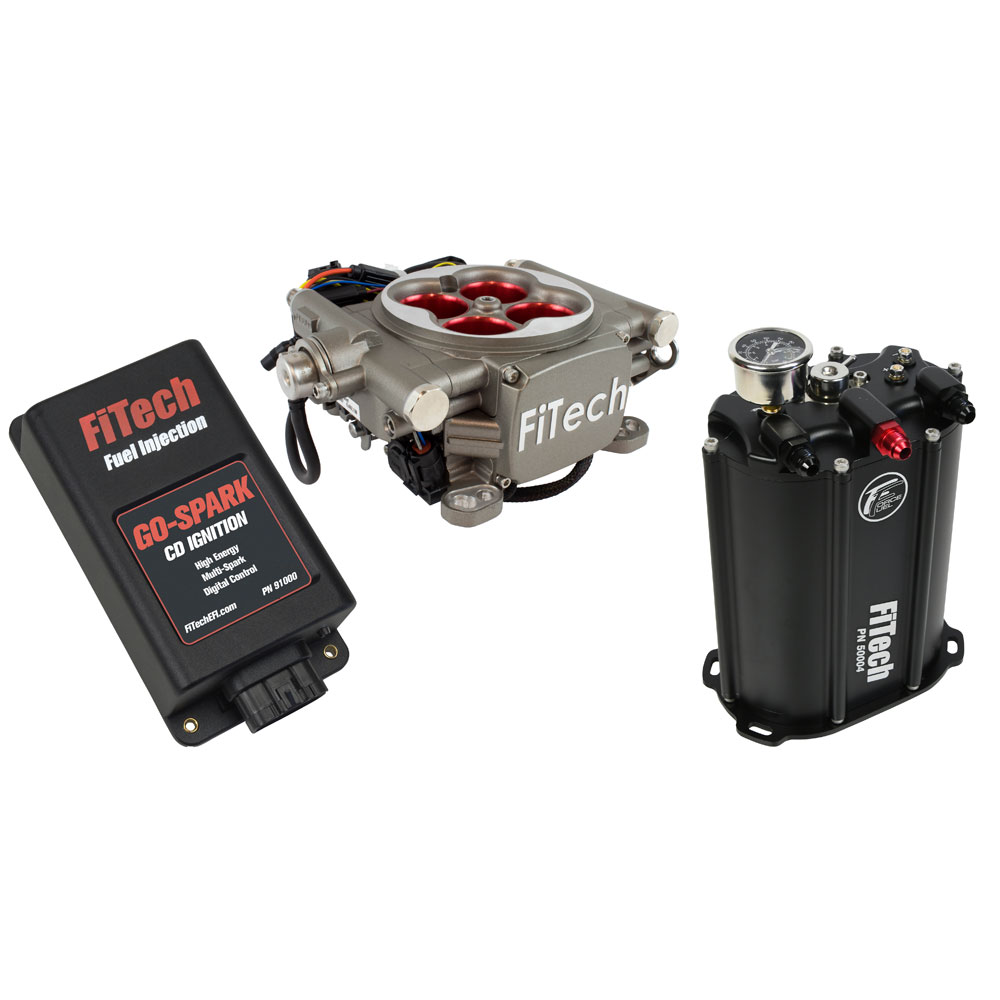 Photo for FiTech Fuel Injection System Kit 93503; Go Street EFI and Force Fuel and Go Spark CDI 400 HP Throttle Body Satin Die Cast Aluminum