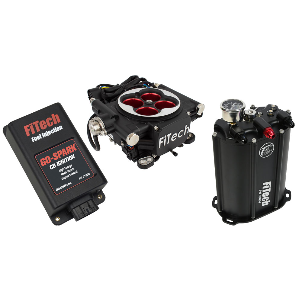 Photo for FiTech Fuel Injection System Kit 93504; Go EFI 4 and Force Fuel and Go Spark CDI 600 HP Throttle Body Black Die Cast Aluminum 