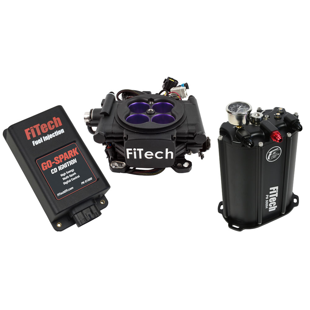 Photo for FiTech Fuel Injection System Kit 93521; Go EFI and Force Fuel and Go Spark CDI 550 Hp Throttle Body Black Die Cast Aluminum 