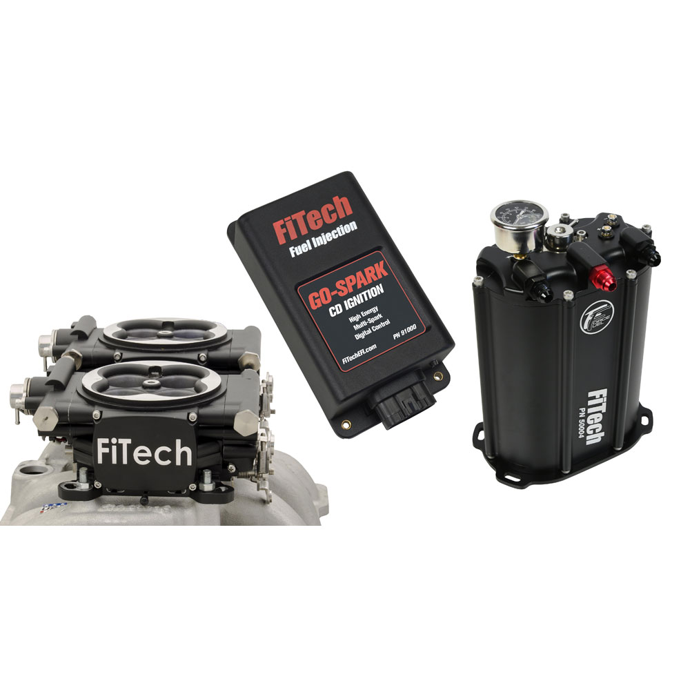 Photo for FiTech Fuel Injection System Kit 93562; Go EFI 2x4 and Force Fuel and Go Spark CDI 650 HP Throttle Body Black Die Cast Aluminum