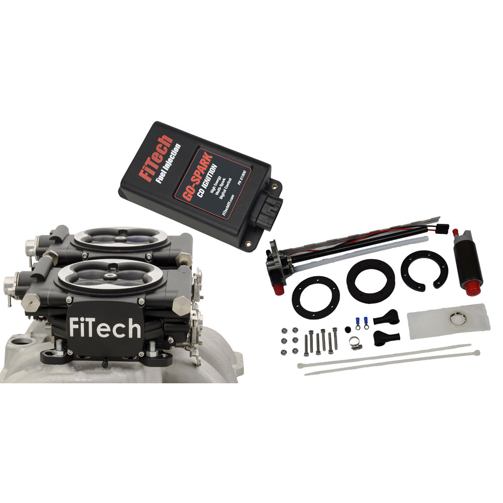 Photo for FiTech Fuel Injection Fuel Injection System Kit 93662; Go EFI 2x4 and In Tank Retrofit Kit and Go Spark CDI 650 HP Throttle Body Black Die Cast Aluminum