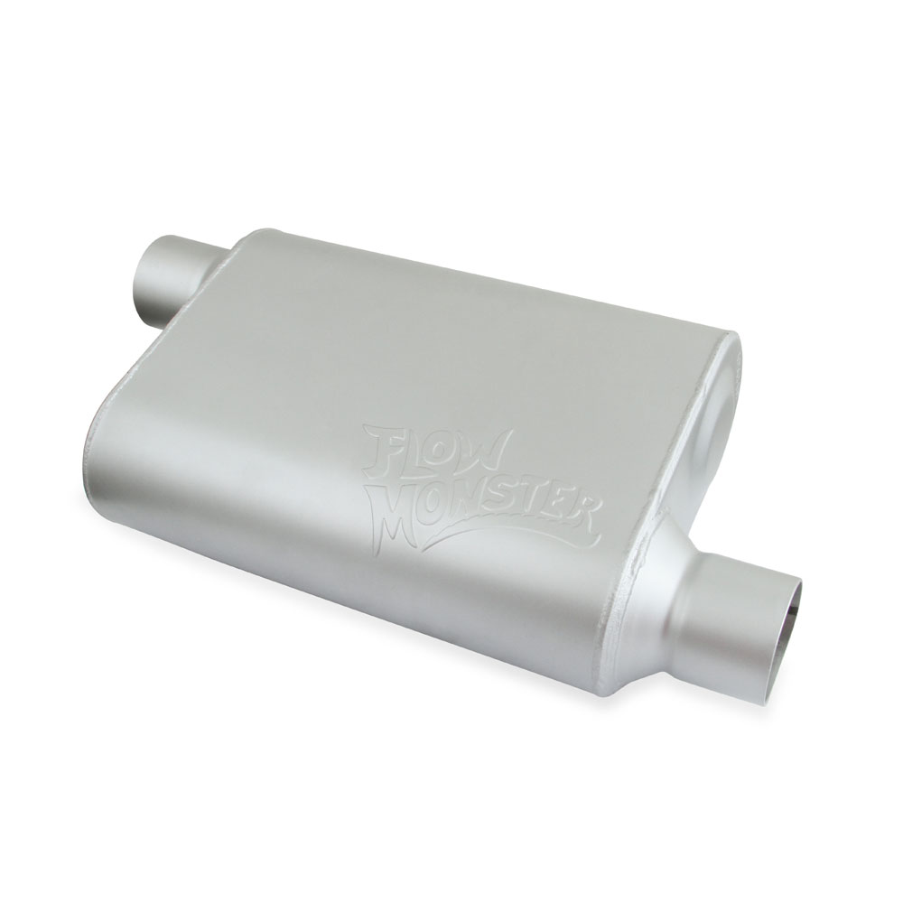 Flowmonster Exhaust Muffler 42543-FM; 2 Chamber Steel 2.500 in. Offset 2.500 in. Offset 