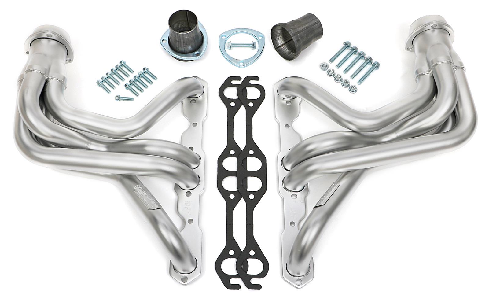 Hedman Exhaust Header 69830; Elite 1.625 in. 3.000 in. Long Tube 14 Gauge Ceramic Coated Mild Steel for 1967 to 1991 Chevy Trucks, SUVs 4WD 262 to 400 Automatic, Manual 