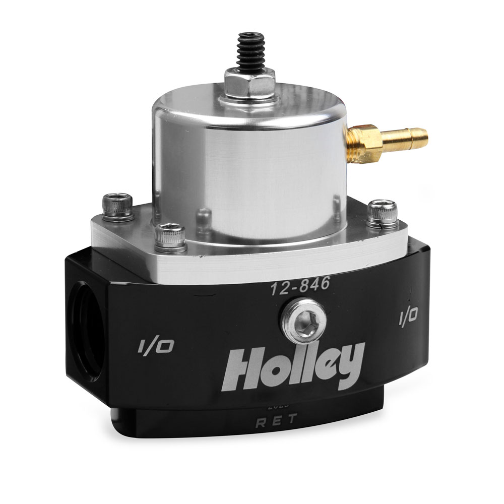 Holley Fuel Pressure Regulator 12-846; HP Billet Bypass 15 to 65 PSI Return Gasoline, E85, Diesel Billet Aluminum 