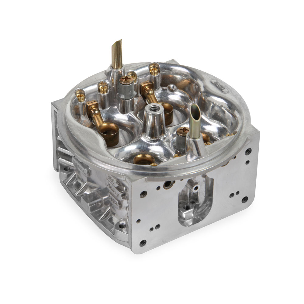 Holley Carburetor Main Body 134-302SA; Aluminum HP Main Body Retro-fit 850 CFM Down Leg Shiny Aluminum 