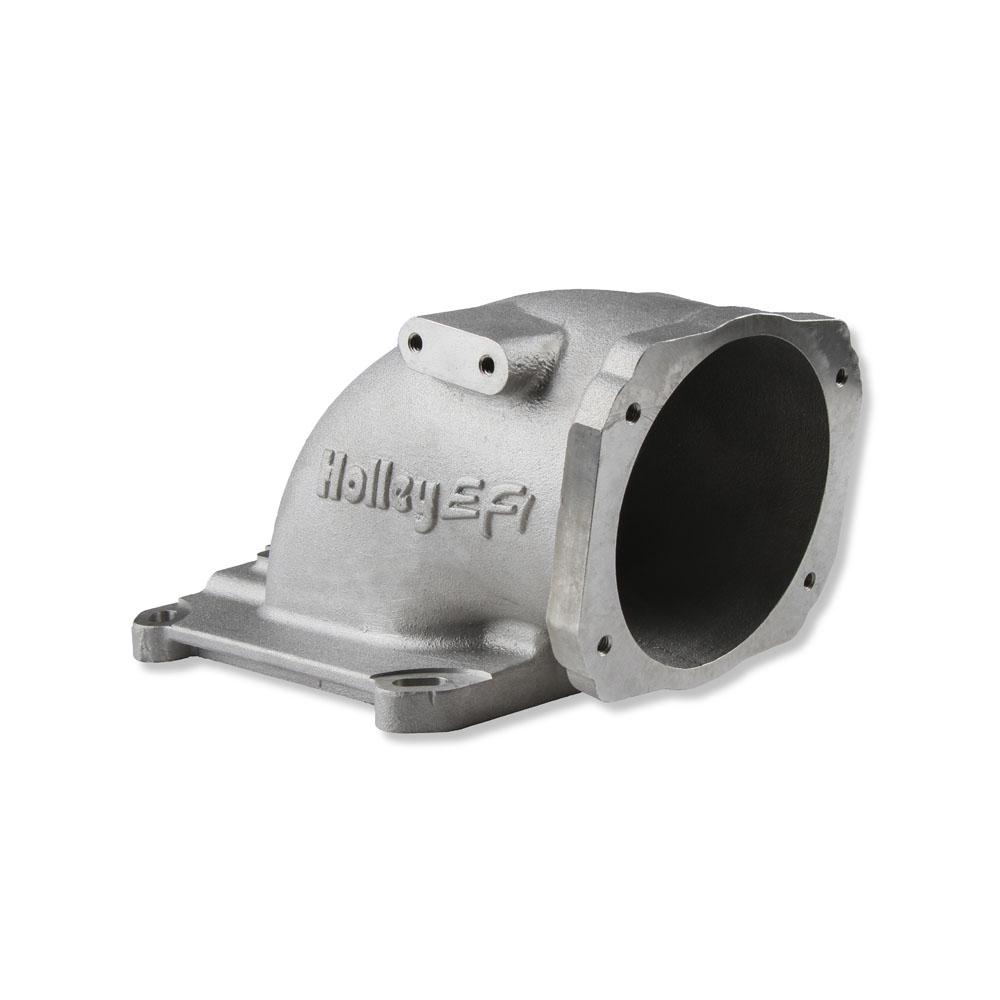 Holley Fuel Injection Throttle Body Adapter 300-240; Throttle Body Intake Elbow Satin 100 deg. Elbow 105.000 mm for GM LS 