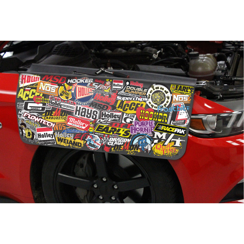 Holley Fender Cover 36-445; Sticker Bomb Fender Cover Sticker Bomb Black Vinyl, Foam 26.000 in. 34.000 in. 