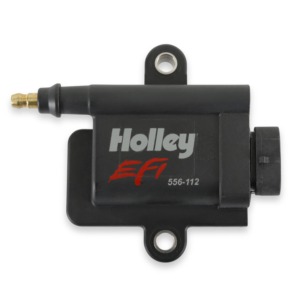 Holley Ignition Coil 556-112; Coil Near Plug Smart Coil Black 44000 Volt Coil Pack HEI, Male 
