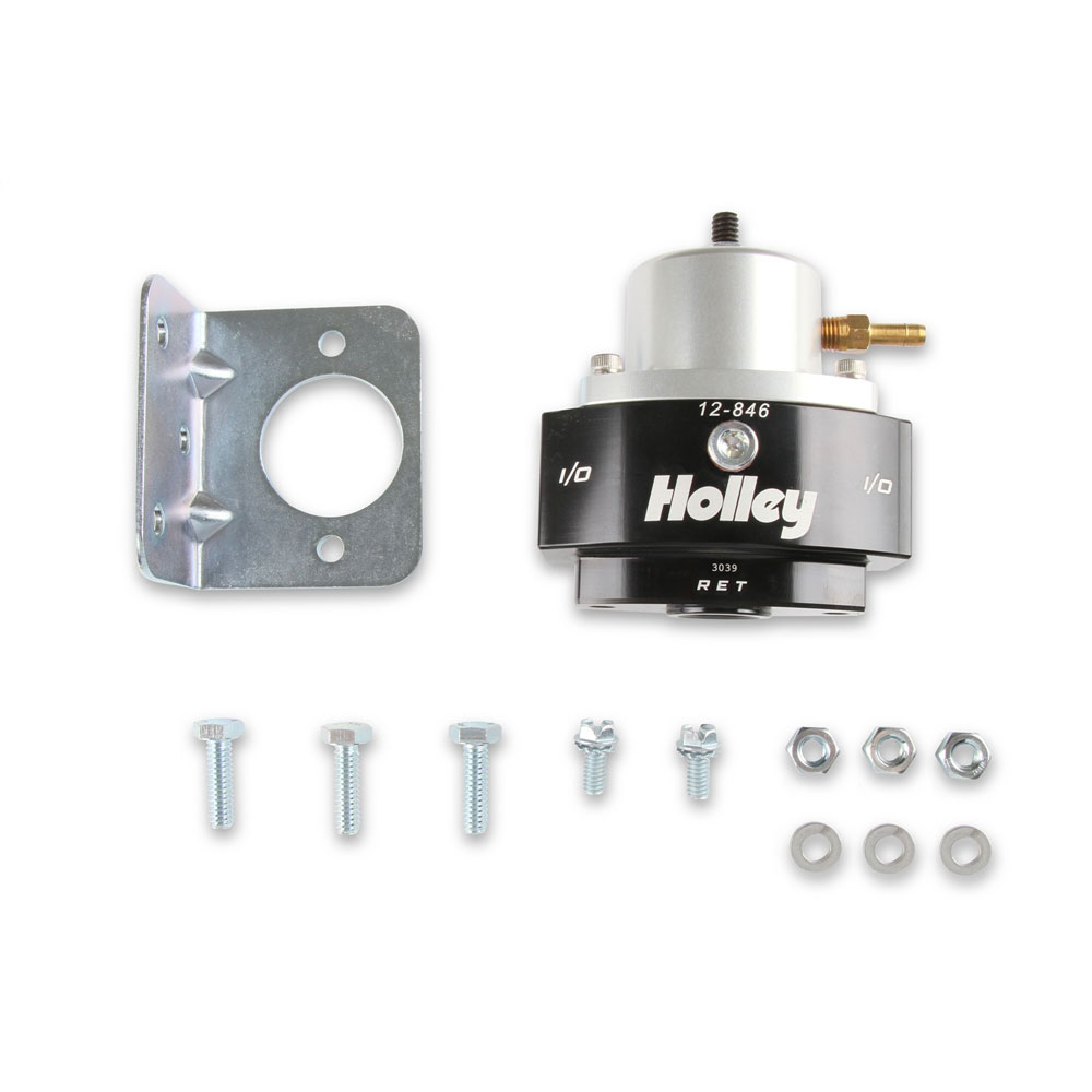 Holley Fuel Pressure Regulator 12-846; HP Billet Bypass 15 to 65 PSI Return Gasoline, E85, Diesel Billet Aluminum 