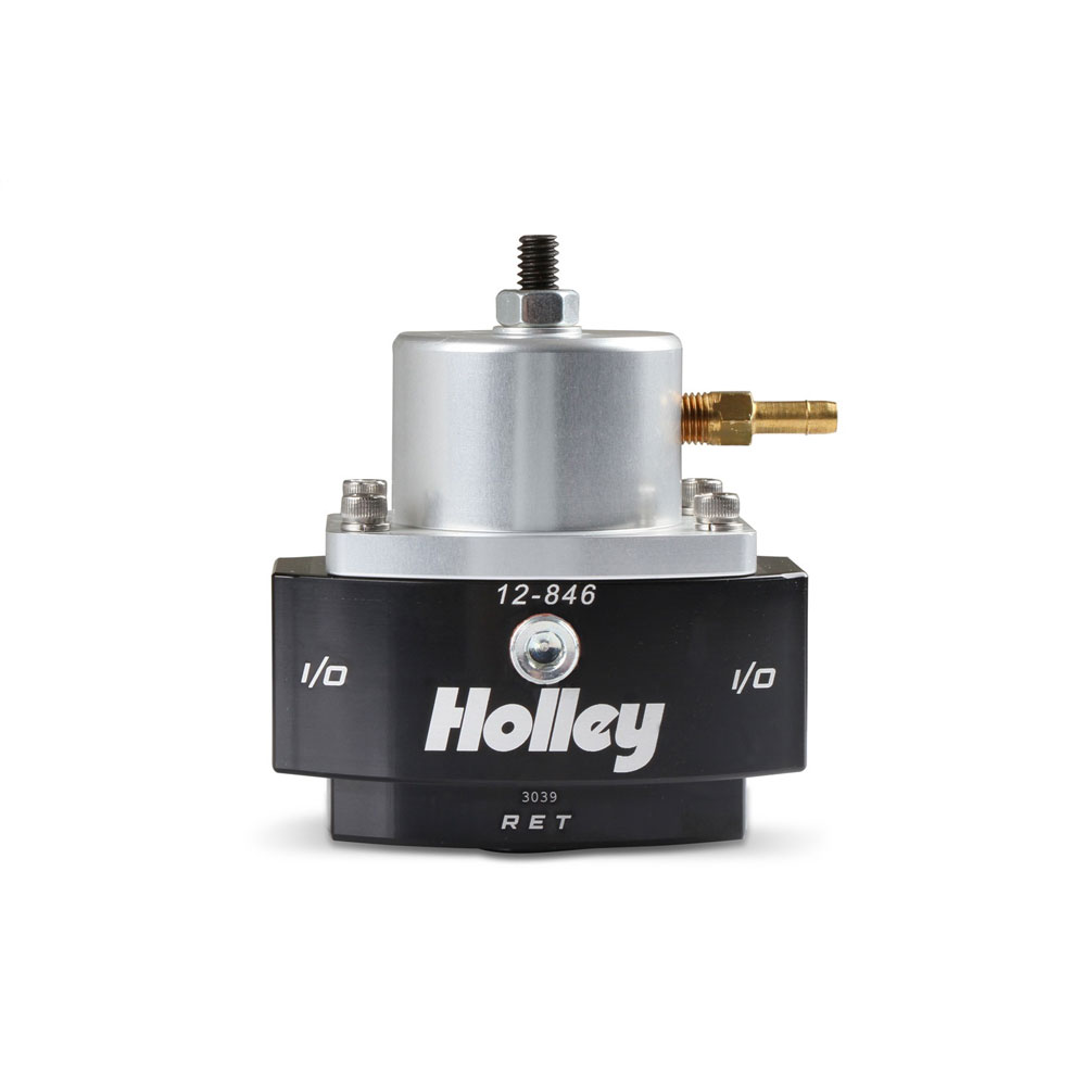 Holley Fuel Pressure Regulator 12-846; HP Billet Bypass 15 to 65 PSI Return Gasoline, E85, Diesel Billet Aluminum 