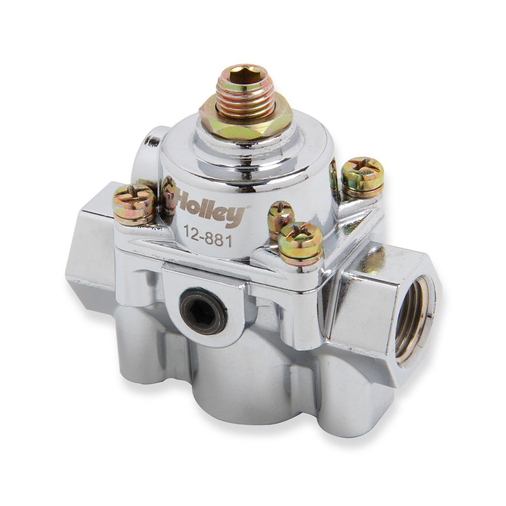Holley Fuel Pressure Regulator 12-881; Bypass Carbureted Regulator 4.5 to 9 PSI Return Gasoline, Diesel Aluminum 