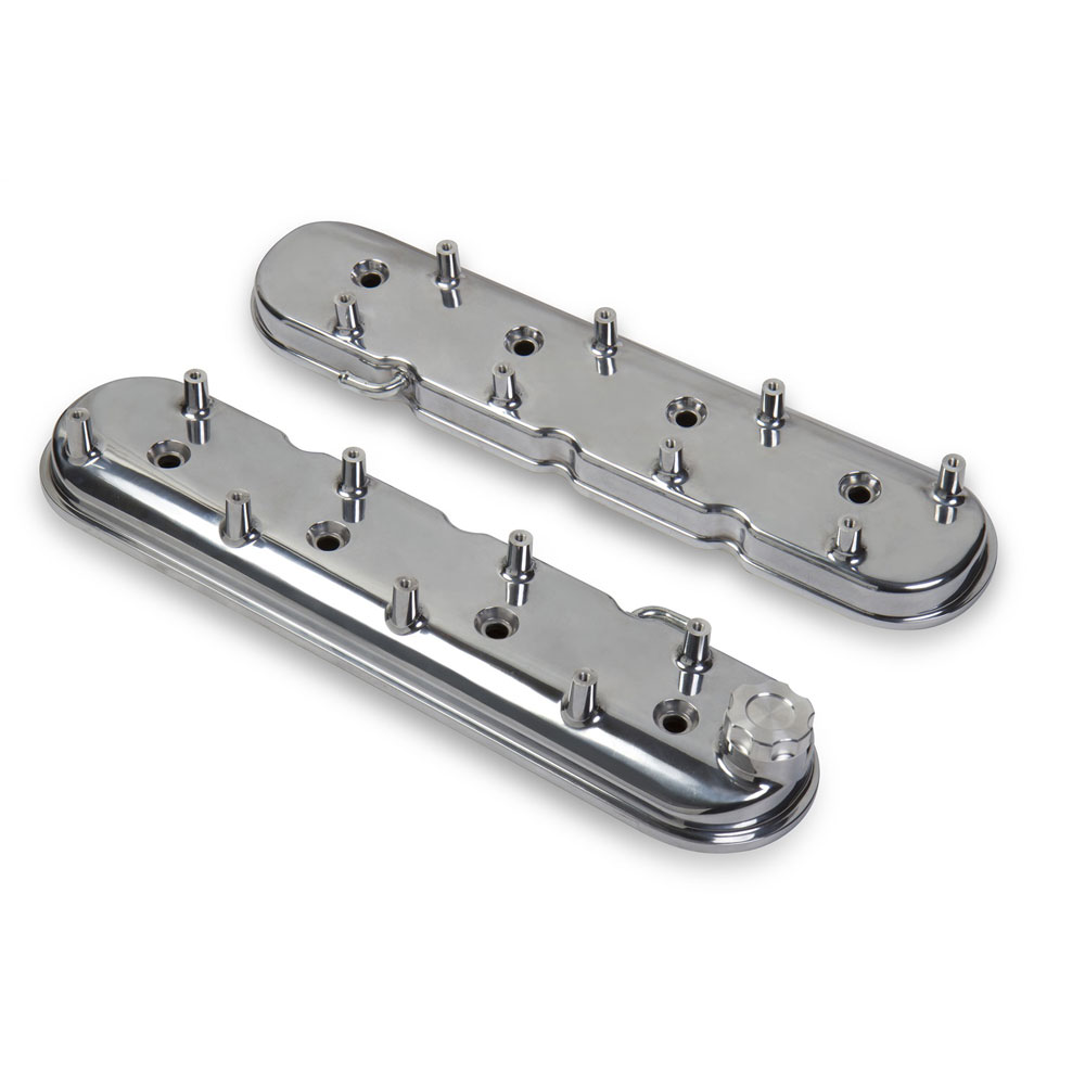 Holley Valve Cover Set 241-90; Aluminum LS Valve Covers Replacement Polished Cast Aluminum for GM LS 