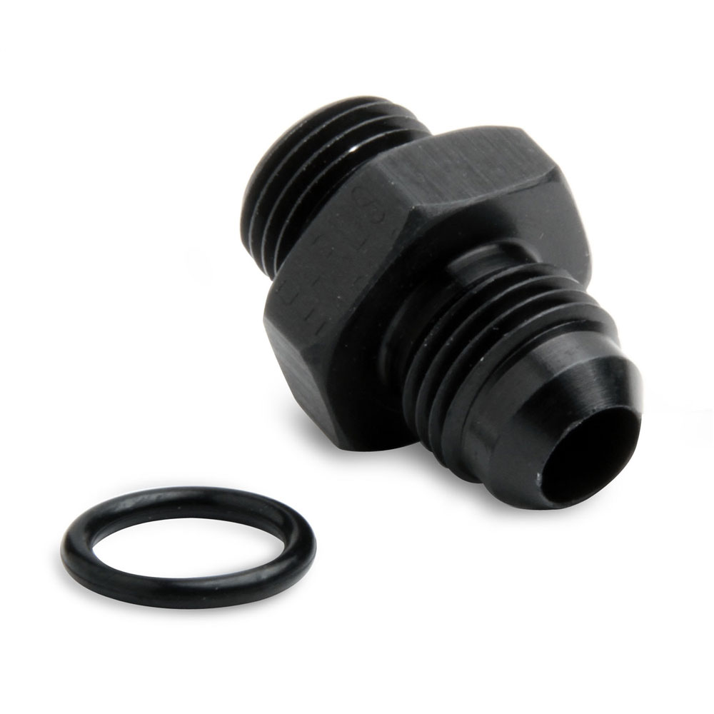 Holley Carburetor Fuel Inlet Fitting 26-181; Carburetor Inlet Adapter Black Anodized -06AN Male Straight 9/16 in. -18 Male 