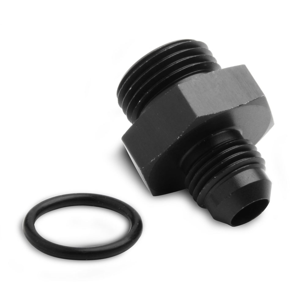 Holley AN Fitting 26-183; AN to ORB Adapter Black -06AN Male Straight -08AN ORB Male 