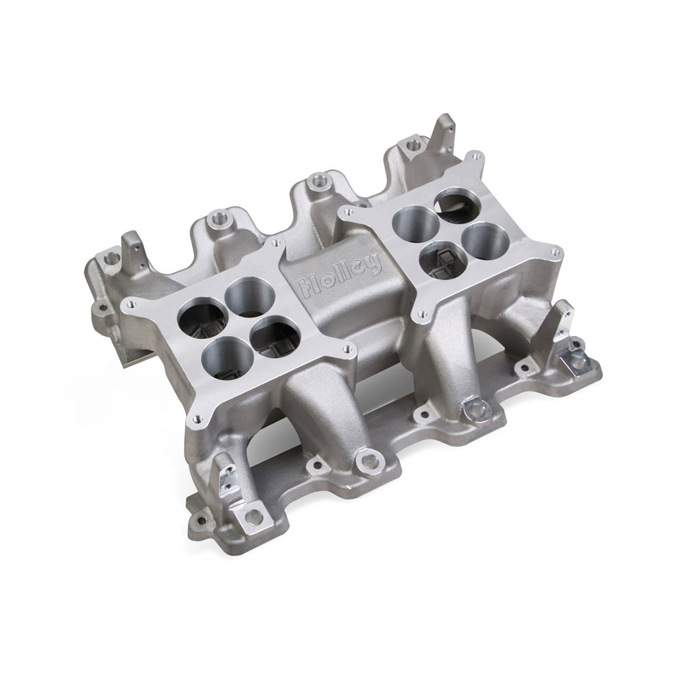 Holley Intake Manifold 300-134; Dual Plane 1500 to 7000 Satin Aluminum for Chevy LS3, L92 