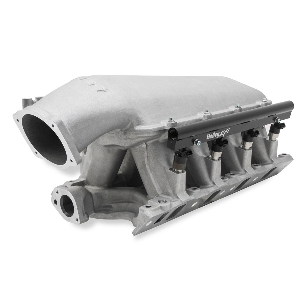 Holley Intake Manifold 300-242; Hi Ram EFI Rectangular Hi Ram 1500 to 7000 Satin Aluminum for Ford 351W 