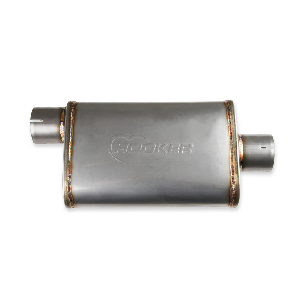Hooker Exhaust Muffler 21645HKR; VR304 Stainless Steel 3 in. Offset/Center 3 in. Offset/Center 
