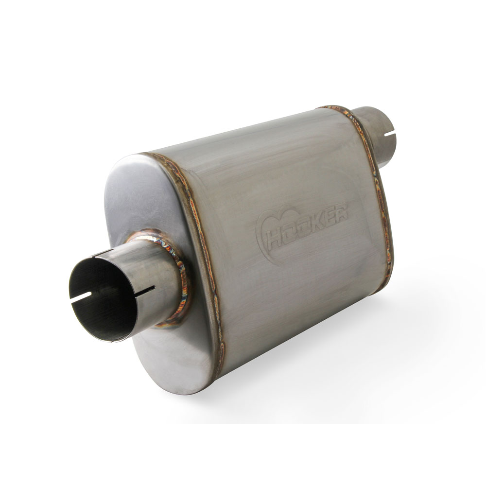 Hooker Exhaust Muffler 21645HKR; VR304 Stainless Steel 3 in. Offset/Center 3 in. Offset/Center 
