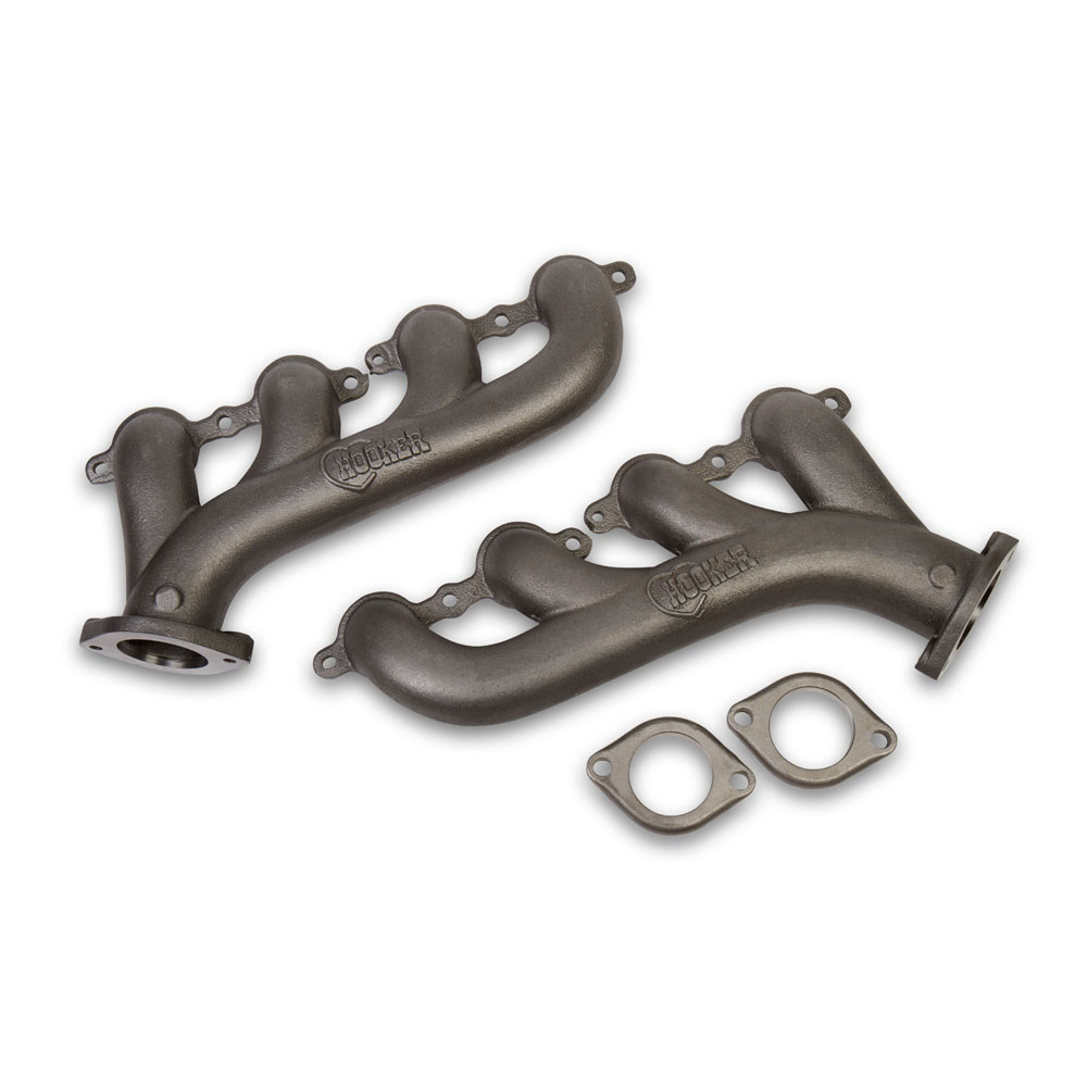 Hooker Exhaust Manifold 8501HKR; Exhaust Manifolds 1.625 in. 2.250 in. Factory Type Natural High Silicone Ductile Iron for GM LS 