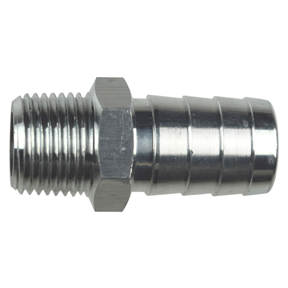 Photo for ICT Billet Pipe Fitting AN840-10-06A; NPT to Hose Barb Adapter Adapter Natural 3/8 in. NPT Male Straight 5/8 in. Hose Barb 