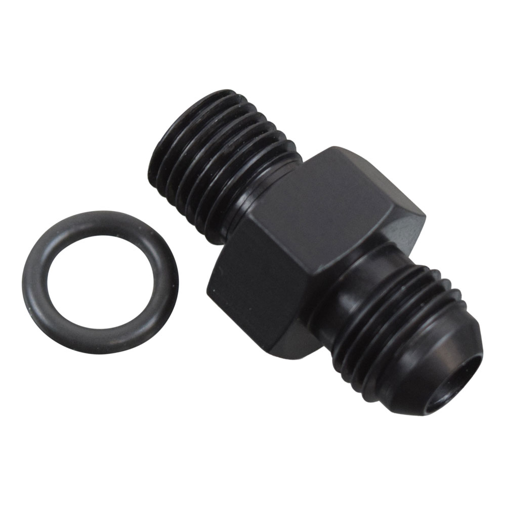 ICT Billet Transmission Oil Cooler End Fitting F06ANPS14; Transmission Line Adapters AN to NPS Adapter Black -06AN Male Straight 1/4 in. NPS Male for GM TH350, TH400, 700R4, 4L60E, 2004R 