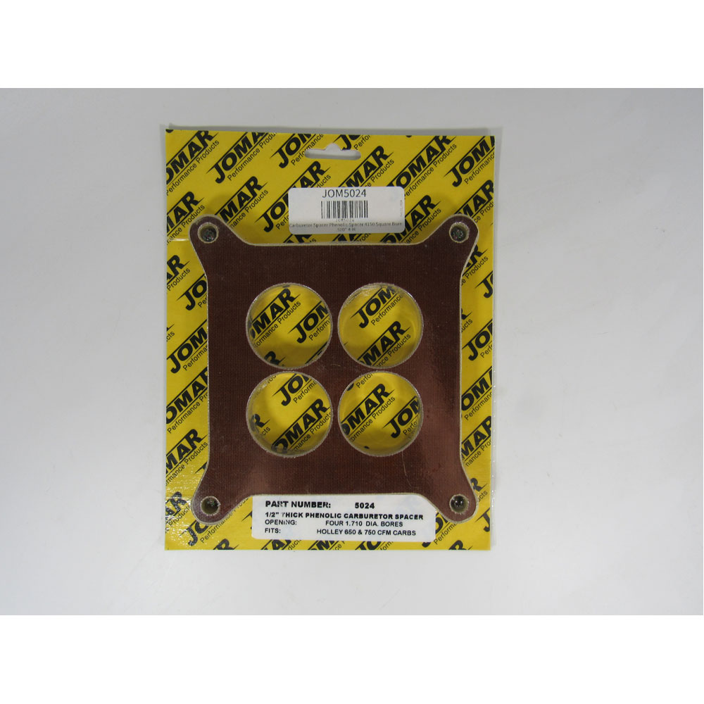 Photo for Jomar Carburetor Spacer 5024; Phenolic Spacer 4150 Square Bore 0.500 in. 4-Hole Brown Phenolic
