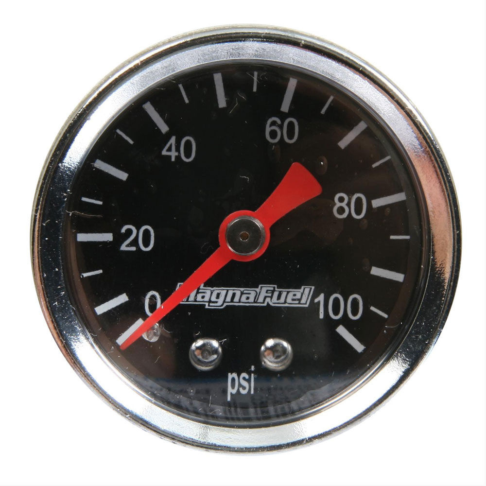 MagnaFuel Fuel Pressure Gauge MP-0103; Inline 0 to 100 PSI 1-1/2 in. Mechanical 