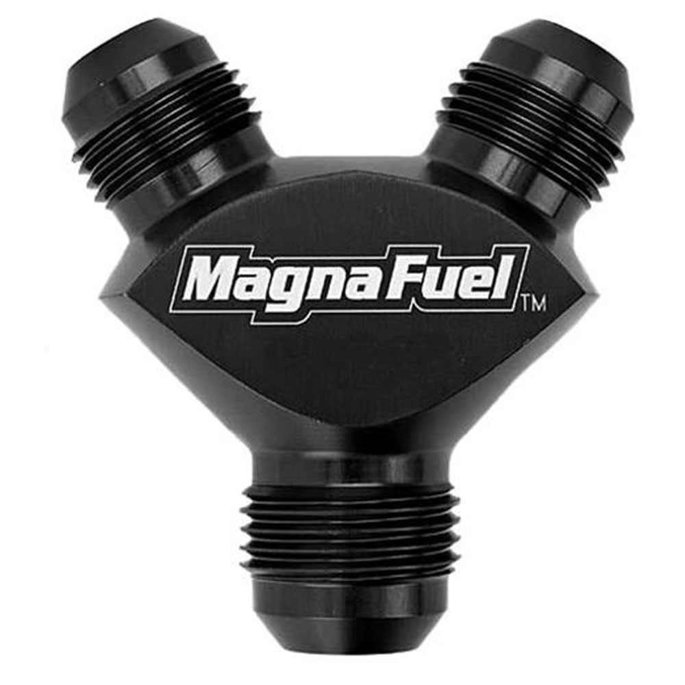 MagnaFuel Distribution Blocks MP-6228-BLK; AN Y Fitting AN to AN Y-Block Black -12AN Male Y Fitting -08AN Male -08AN Male 