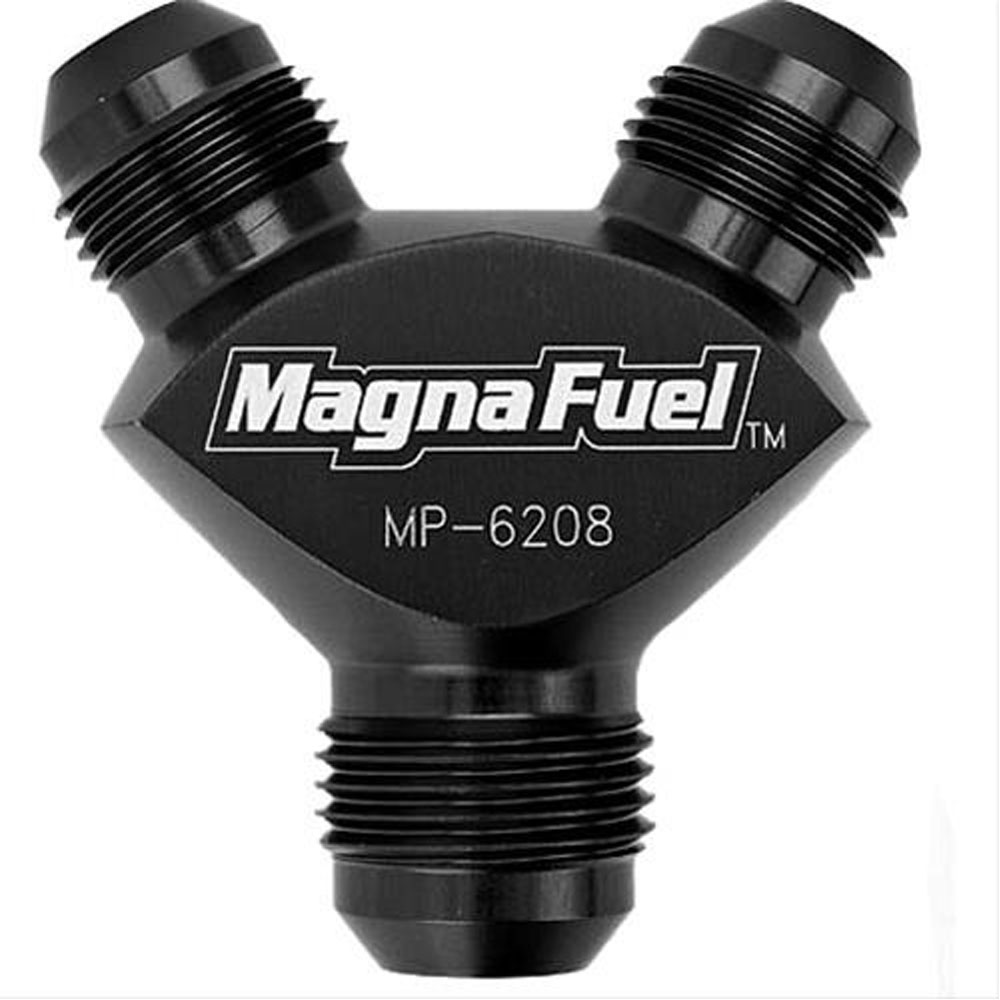 MagnaFuel Distribution Blocks MP-6208-BLK; Y-Block AN to AN Y-Block Black -10AN Male Y Fitting -08AN Male -08AN Male 
