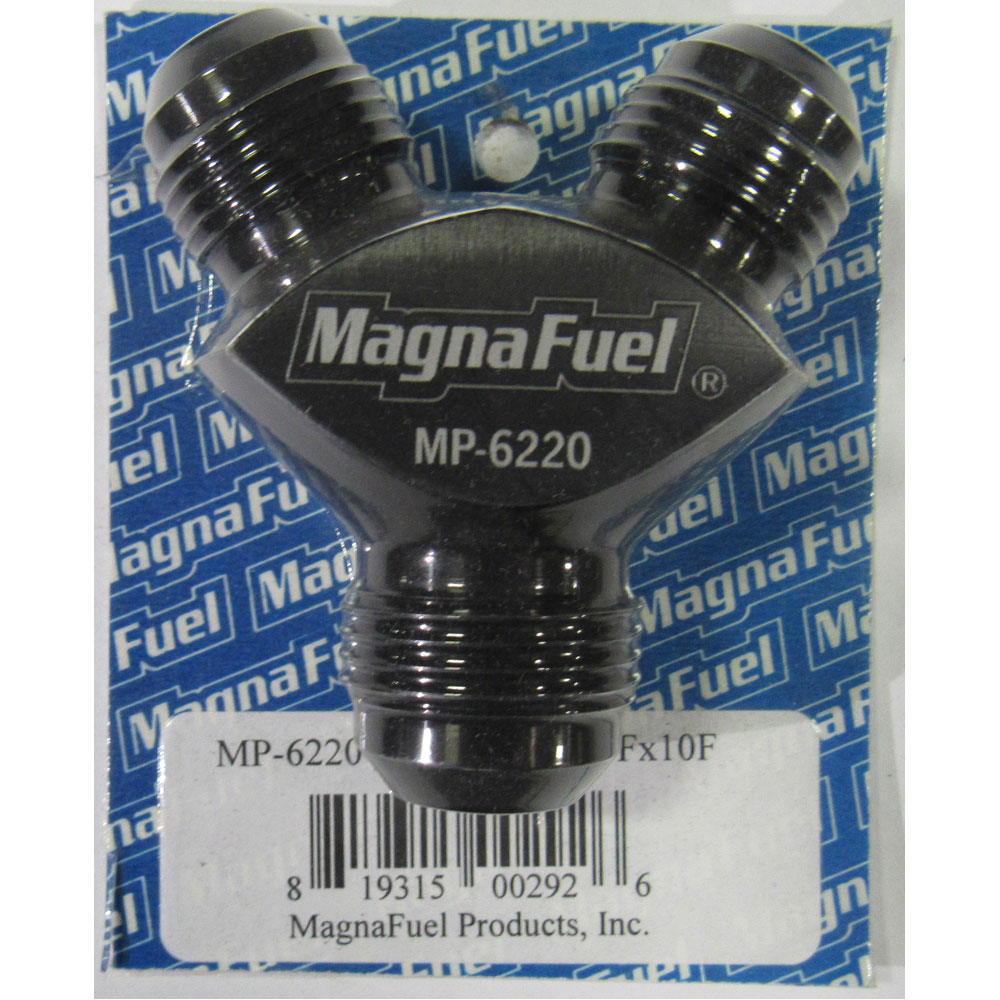 MagnaFuel Distribution Blocks MP-6220-BLK; Y-Block AN to AN Y-Block Black -12AN Male Y Fitting -10AN Male -10AN Male 