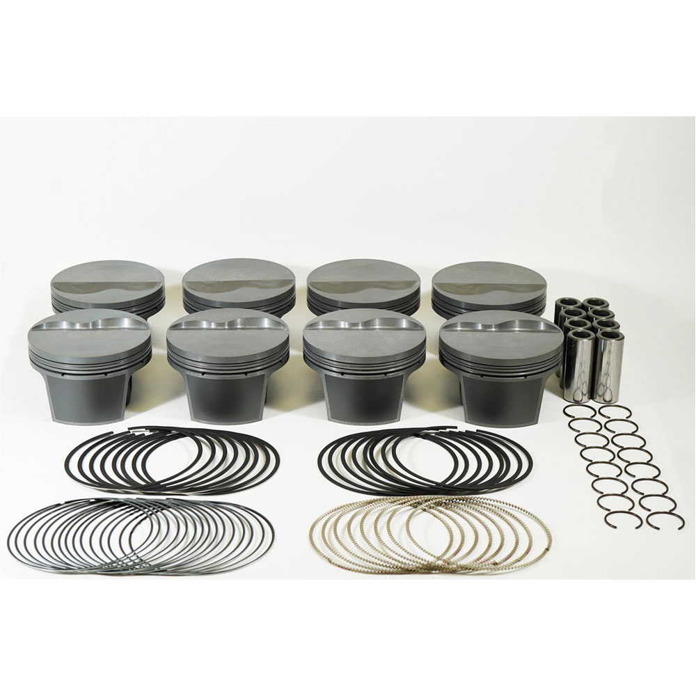 Photo for Mahle Motorsport Piston and Rings Kit 930275155; 4.155 in. -6.40 cc Flat Top (2V) for Pontiac 488 Pontiac 455 Stroker