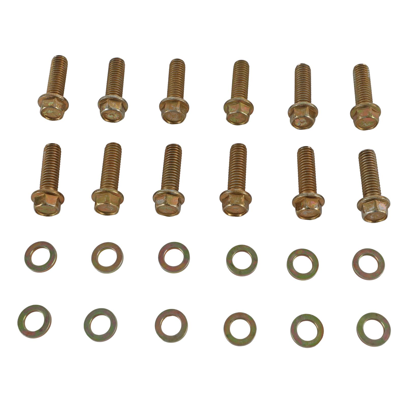 Manley Intake Manifold Bolts 42176; Gold Iridite Hex Steel for Chevy 262 to 400 