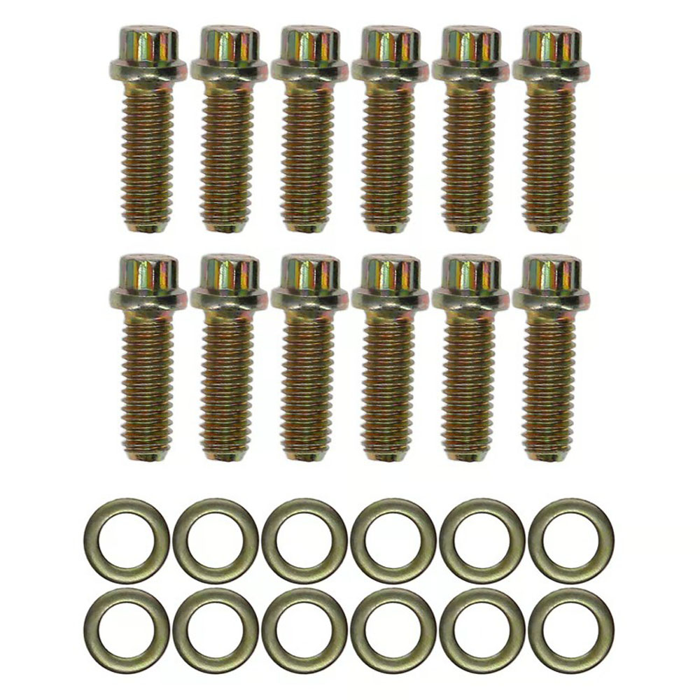 Manley Intake Manifold Bolts 42292; Gold Iridite 12-Point Steel for Chevy, Chrysler, AMC 262 to 400, 273 to 440, 290 to 401 