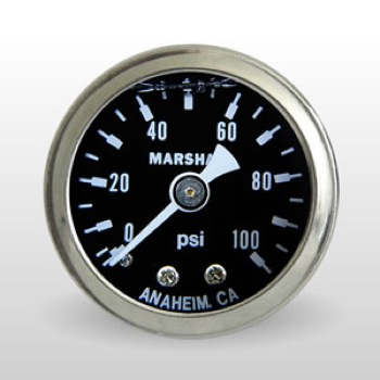 Marshall Fuel Pressure Gauge MS00100; Inline 0 to 100 PSI 1-1/2 in. Mechanical 