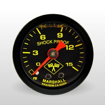 Marshall Instruments Fuel Pressure Gauge MNB00015; Inline 0 to 15 PSI 1-1/2 in. Full Mechanical 