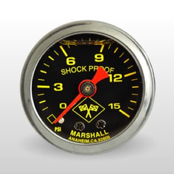 Marshall Instruments Fuel Pressure Gauge MNS00015; Inline 0 to 15 PSI 1-1/2 in. Full Mechanical 