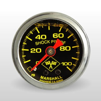 Marshall Fuel Pressure Gauge MNS00100; Inline 0 to 100 PSI 1-1/2 in. Mechanical 