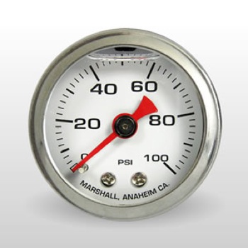 Marshall Instruments Fuel Pressure Gauge CW00100; Inline 0 to 100 PSI 1-1/2 in. Full Mechanical 