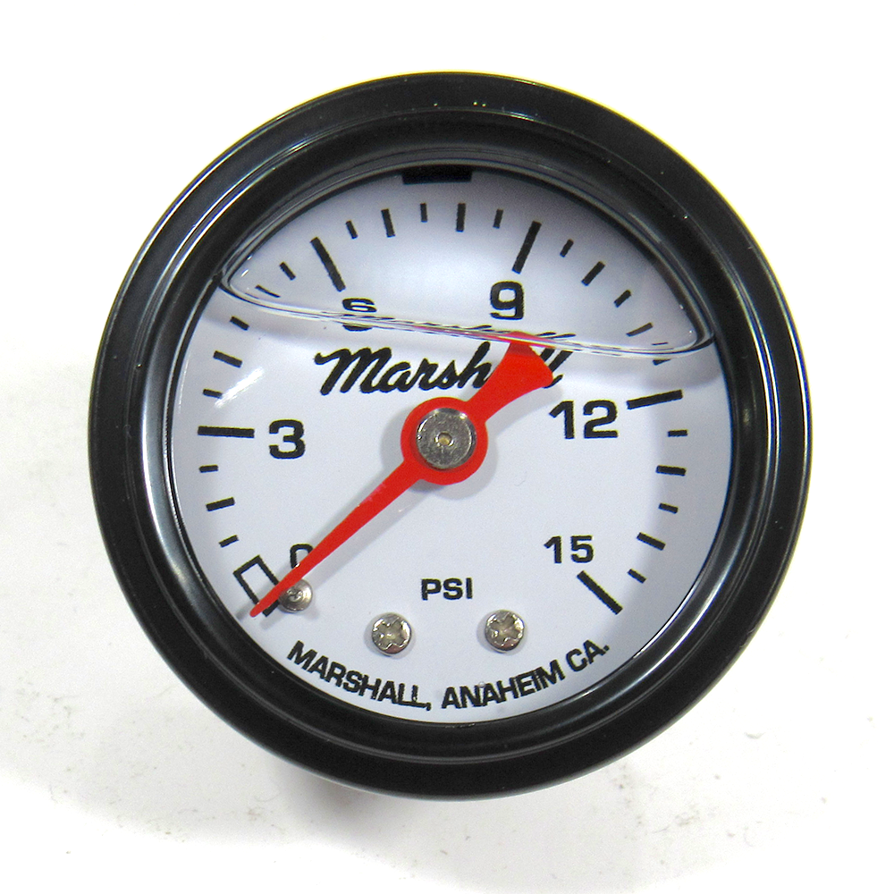 Marshall Fuel Pressure Gauge CWB00015; Liquid Filled Inline 0 to 15 PSI 1-1/2 in. Mechanical 