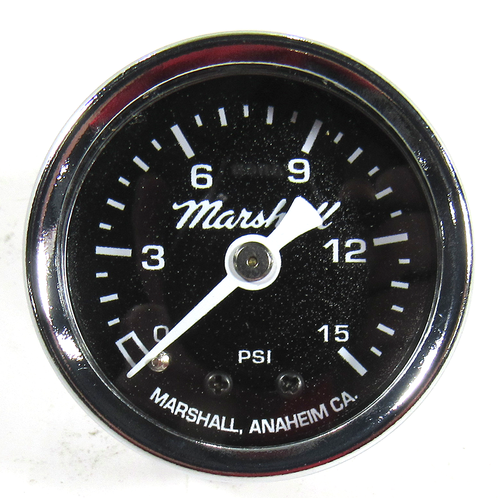 Marshall Fuel Pressure Gauge MC00015; Inline 0 to 15 PSI 1-1/2 in. Mechanical 