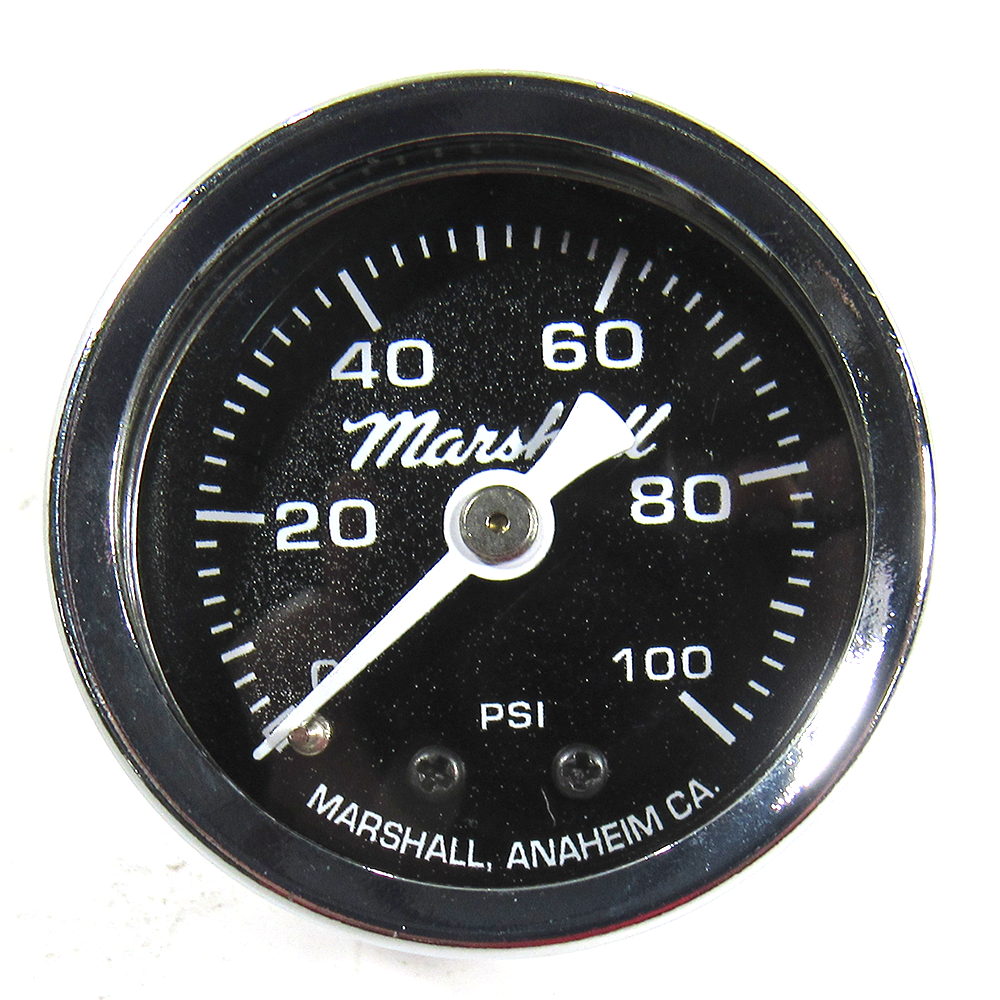 Marshall Fuel Pressure Gauge MC00100; Inline 0 to 100 PSI 1-1/2 in. Mechanical 