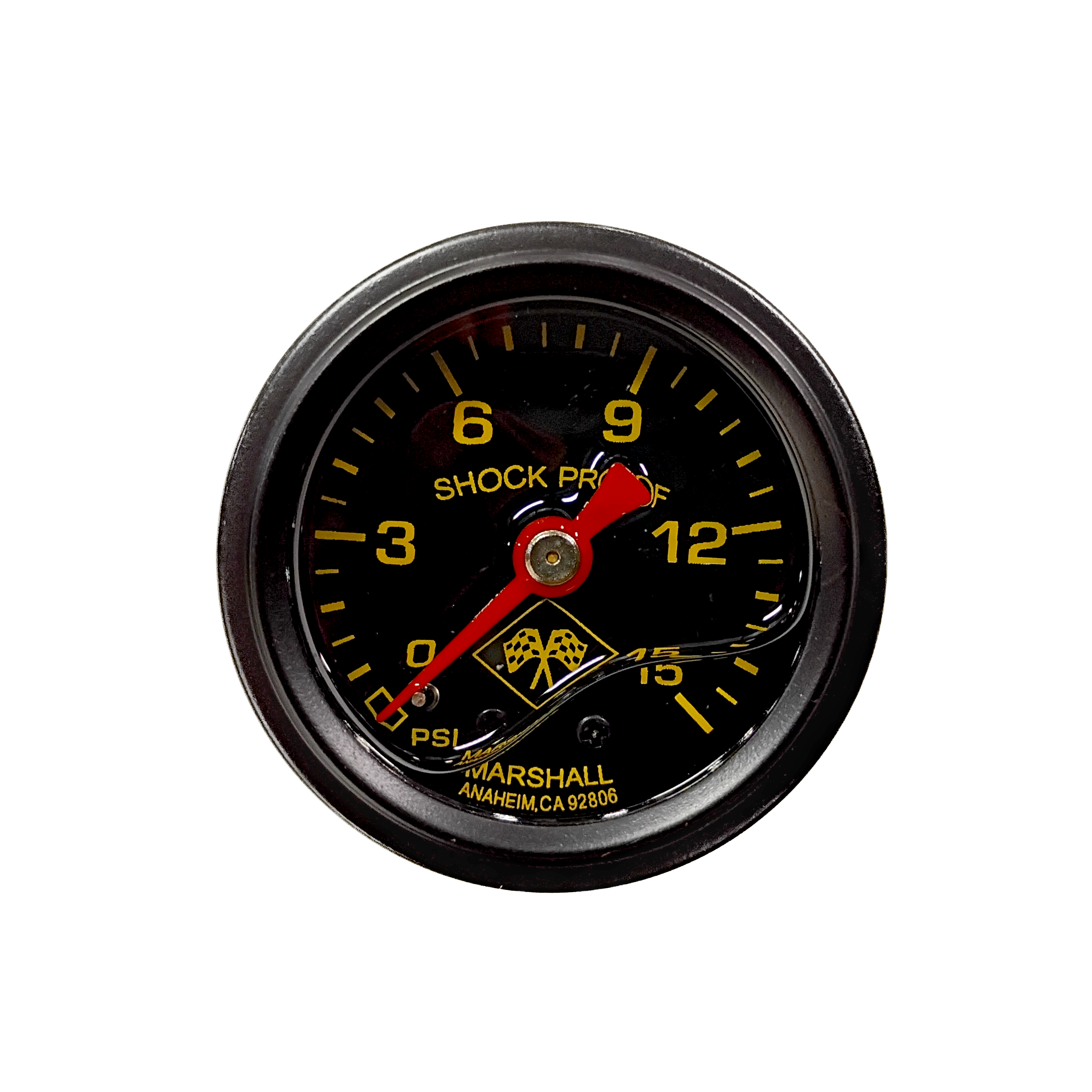 Marshall Fuel Pressure Gauge MNB00015; Liquid Filled Inline 0 to 15 PSI 1-1/2 in. Mechanical 