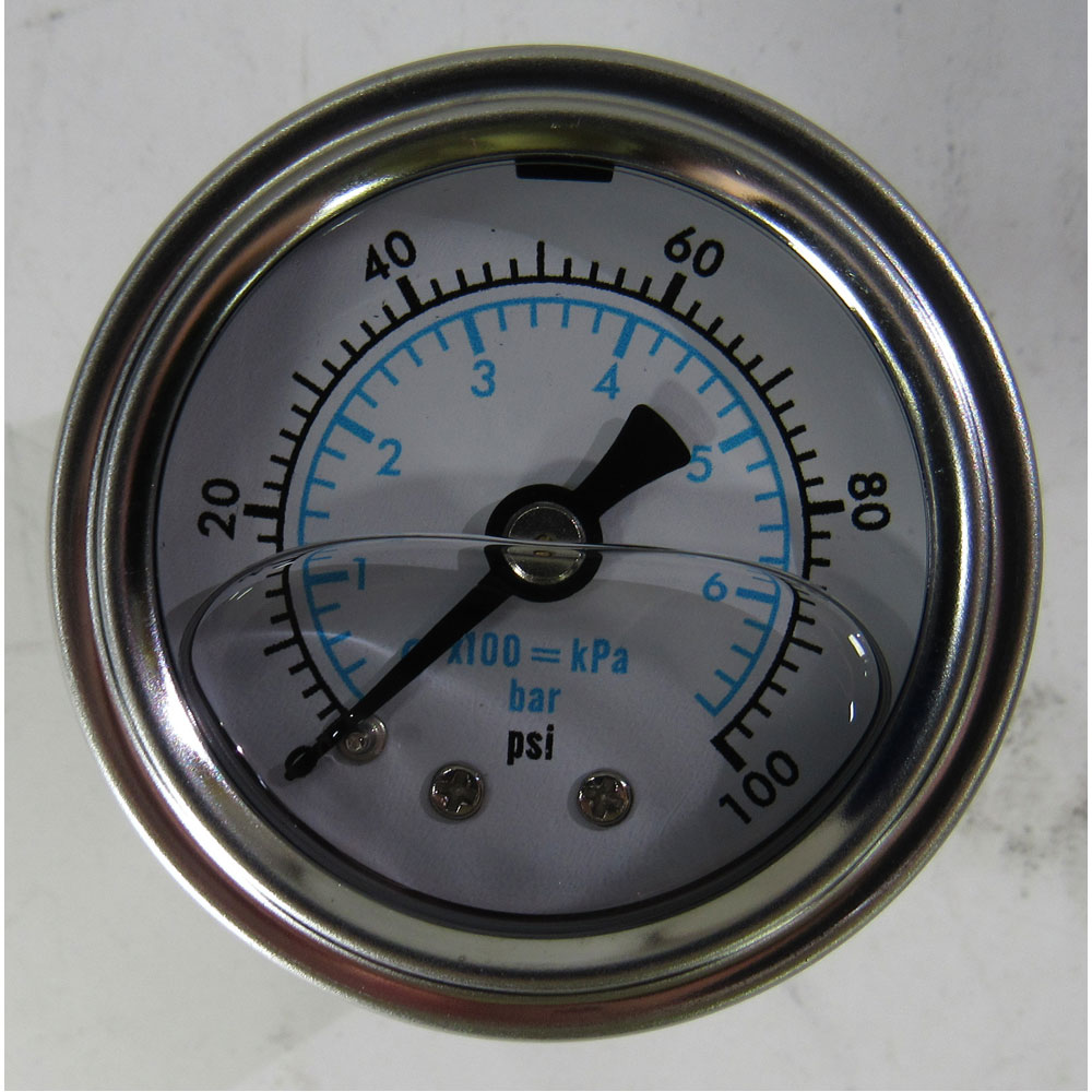 Marshall Fuel Pressure Gauge WS00100; Inline 0 to 100 PSI 1-1/2 in. Full Mechanical 